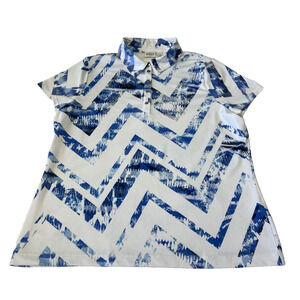 Chico's Zenergy Golf Women's Polo Pullover Top2 (L) Short Sleeve Faux Jewel